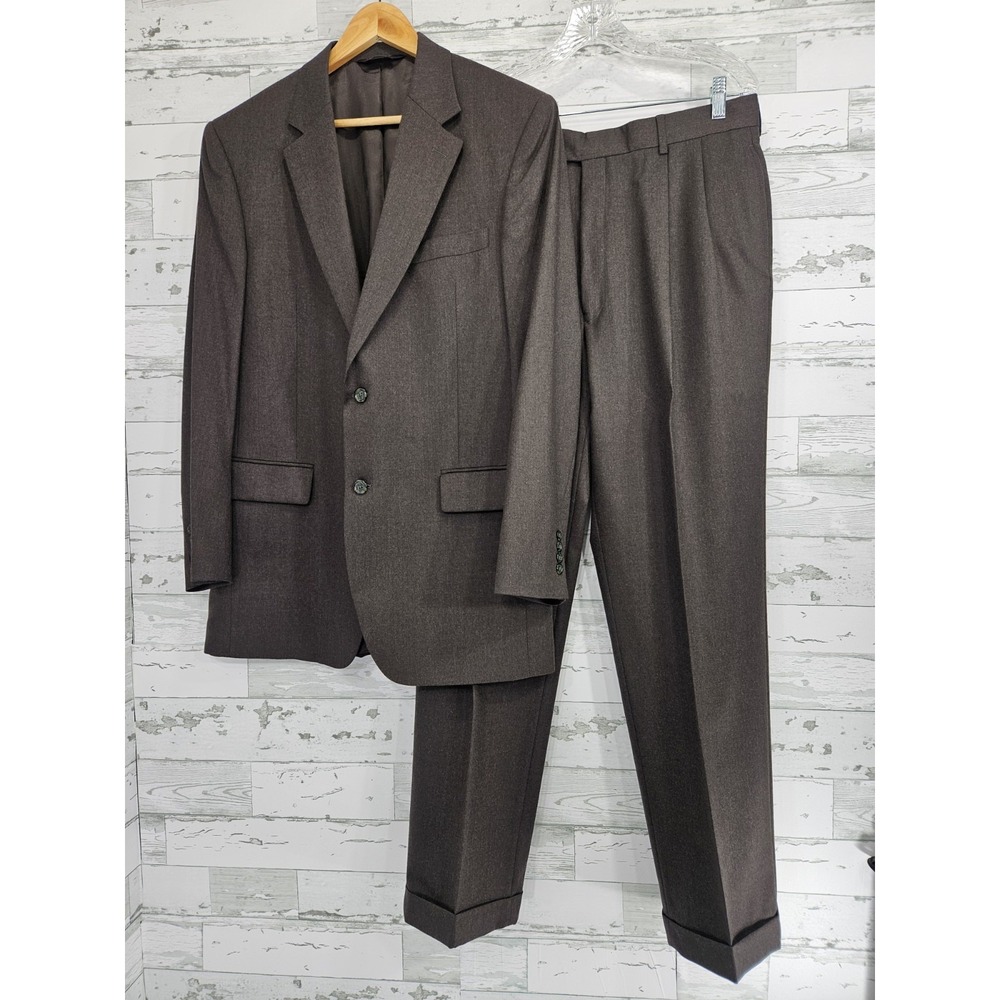 Jos A Bank Men's Wool Suit 41L Blazer 35L Pants Brown Tailored